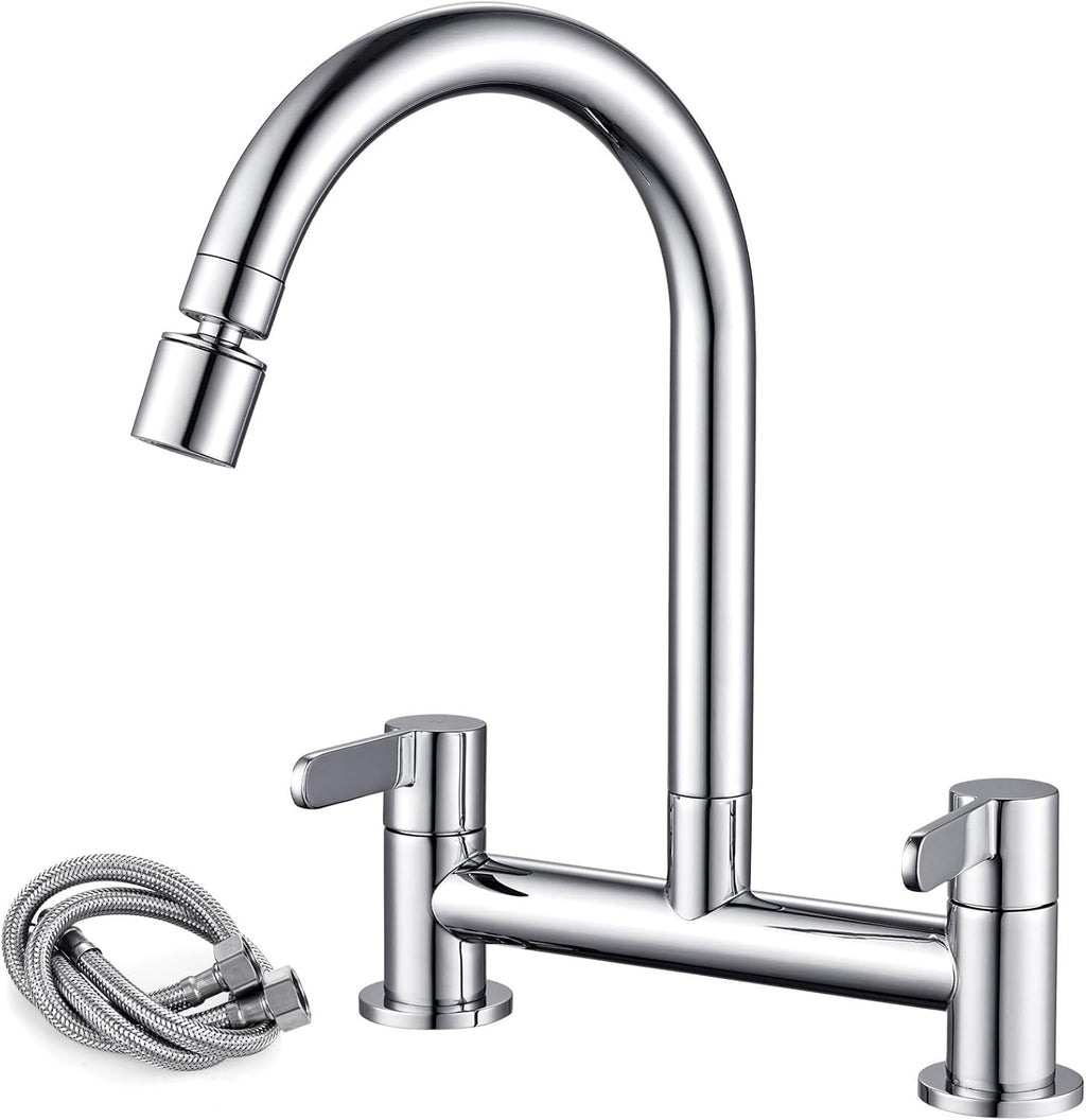 Peppermint Kitchen Mixer Taps 2 Hole 2 Function Aerator 180mm Dual Lever New
