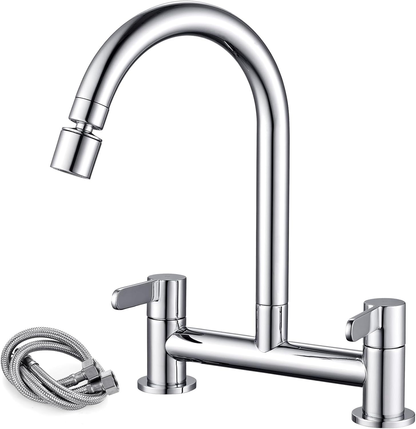 Peppermint Kitchen Mixer Taps 2 Hole 2 Function Aerator 180mm Dual Lever New