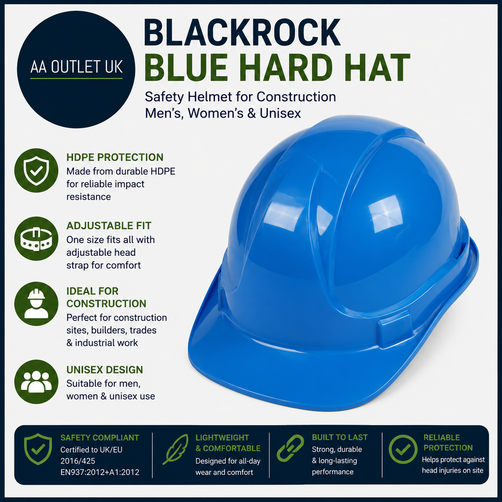 Blackrock Blue Hard Hat Safety Helmet Construction Unisex One Size Adjustable