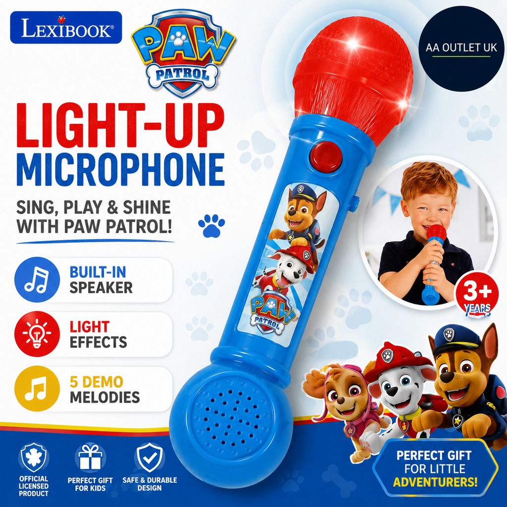 LEXIBOOK Paw Patrol Light Up Effect Microphone MIC80PA Built In Speaker Melodies