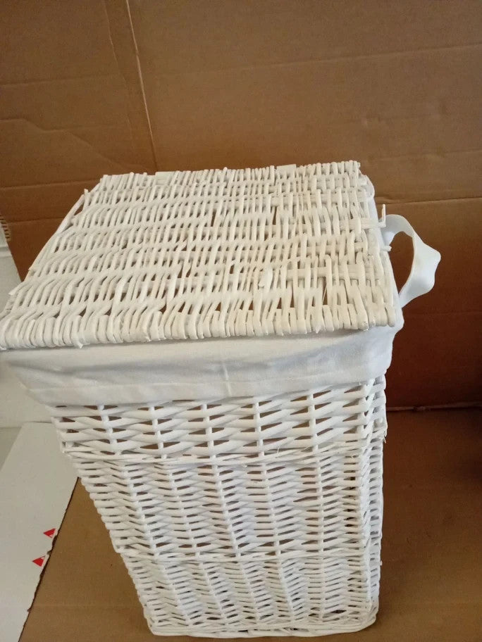 Argos Home 68Litre Willow Laundry Basket Wicker Frame White 56x35x35cm