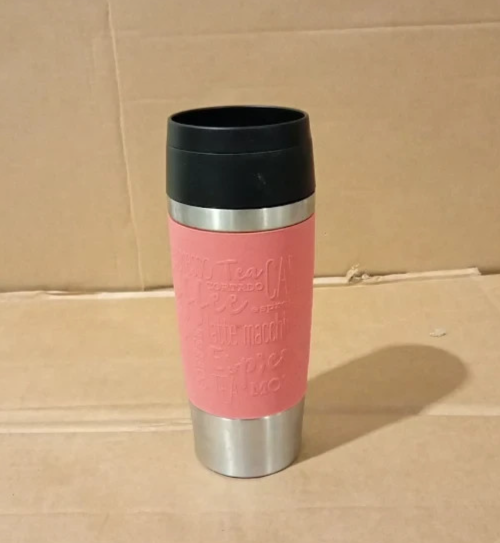 Emsa Travel Mug Classic 360ml Insulated Leakproof Stainless Steel Coral Design