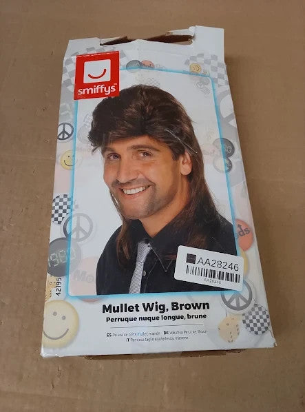 Smiffys Mens Mullet Wig One Size Brown Lightweight 25.8x15.8x4.8cm