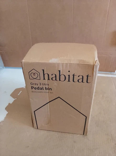 Habitat Waste Step Bin Capacity 3L Metal Matt Grey 25.1x22x16.8cm New