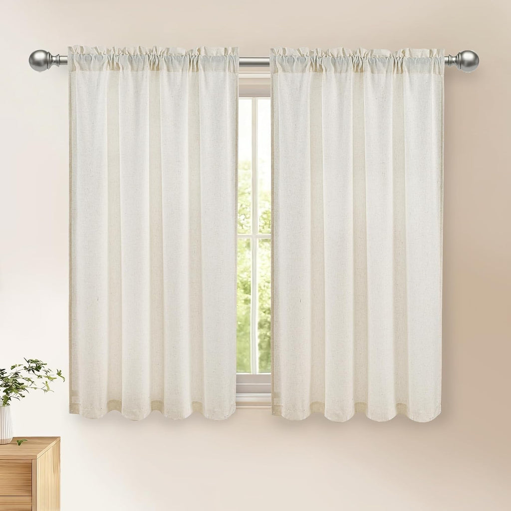 DWCN Short Kitchen Curtains 45in Drop Cupboard Tiers Cafe Rod Pocket 26x45in New