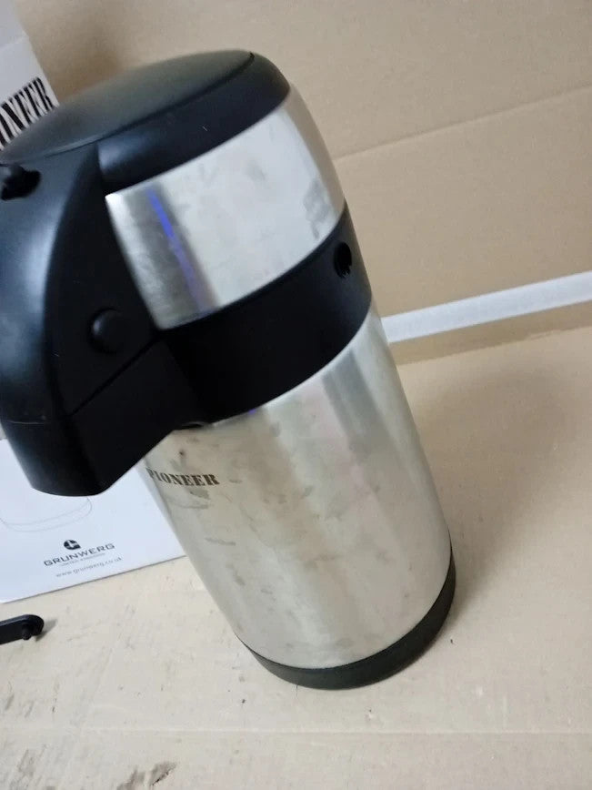 Pioneer 2.2L Stainless Steel Push Pump Airpot Leakproof Flask Hot Cold Grey