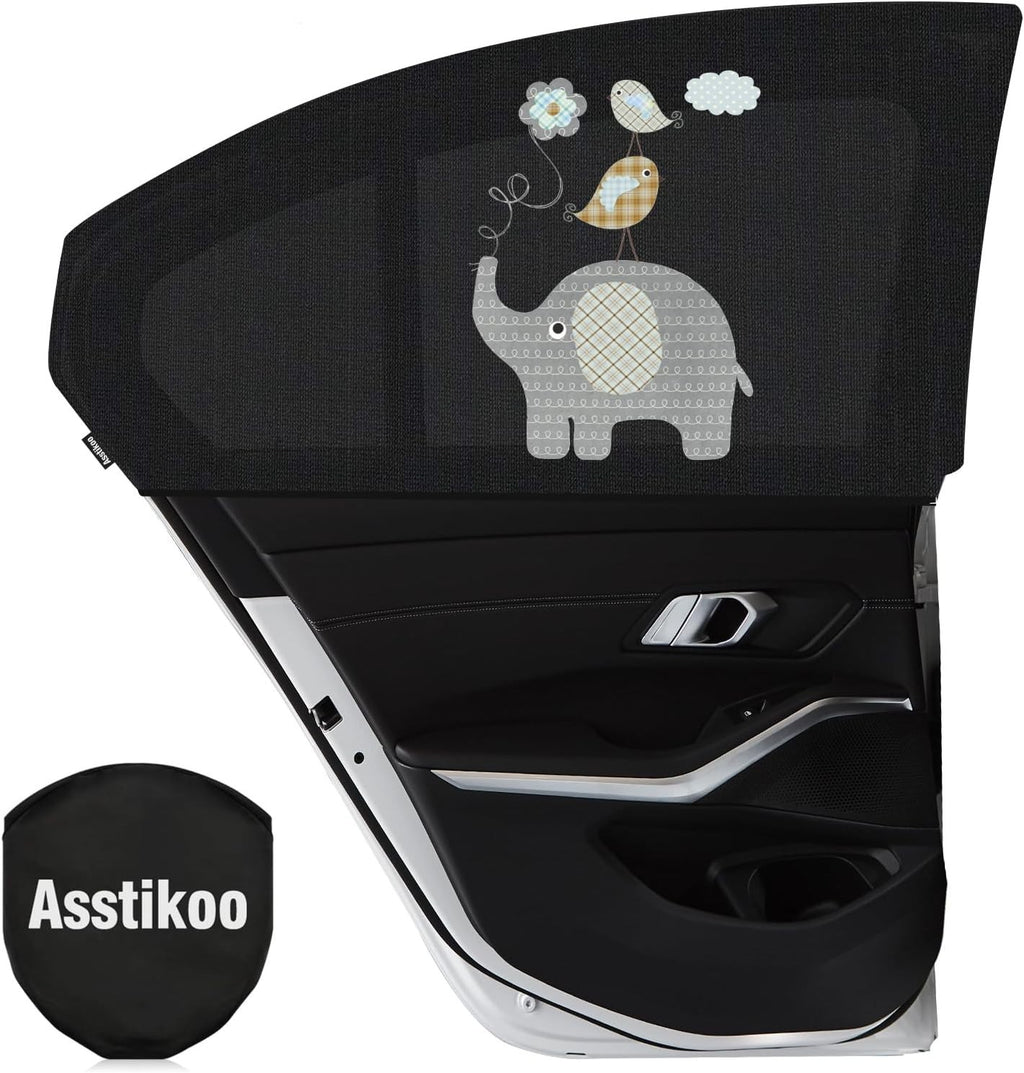 Asstikoo Car Window Shades Baby UV Protection Stretch Fit 2 Pieces 55x100cm