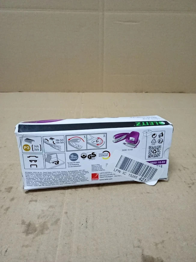 Leitz Stapler 30 Sheet Capacity Ergonomic Metal Body WOW Range 55021062 Purple