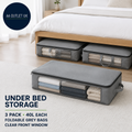 Lifewit 40L Under Bed Storage Containers Pack Of 3 Foldable Clothing Grey