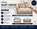 BellaHills Velvet Stretch Sofa Seat Cushion Covers Couch 77x150x25cm 2pc Ivory