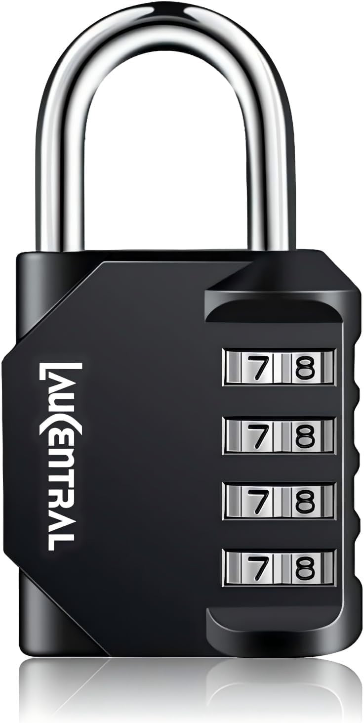 LauCentral 4 Digit Combination Padlock  Weatherproof Outdoor Lock Gym Black New