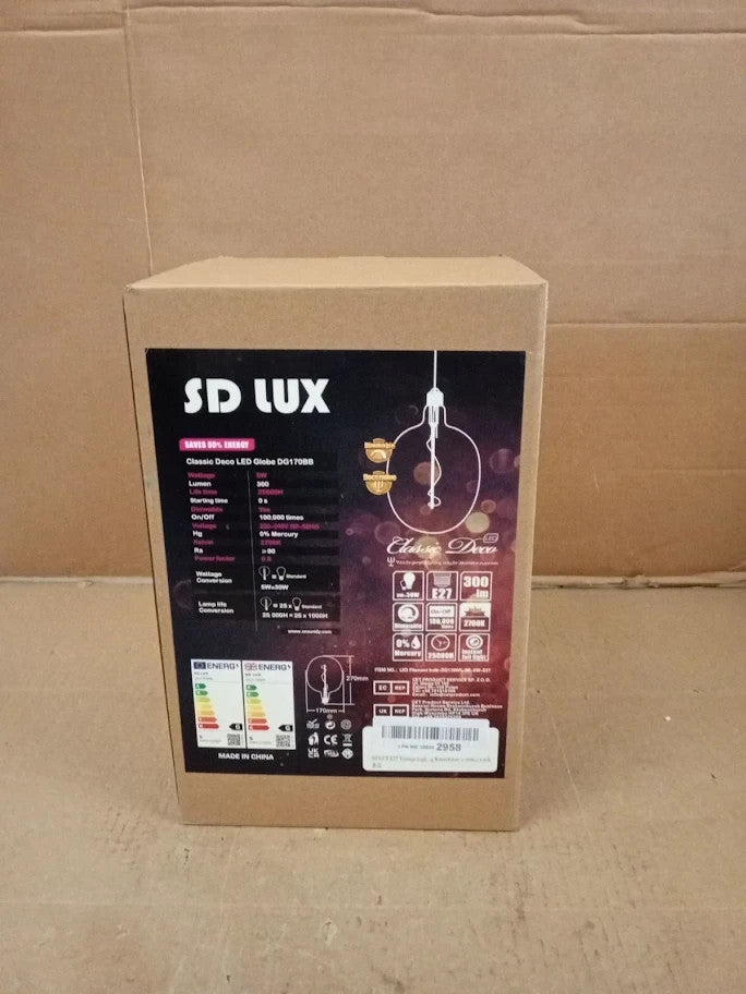 Sd Lux E27 Vintage Light Bulbs Led Globe 5w Sprial DG170 Black Blue 2XL New