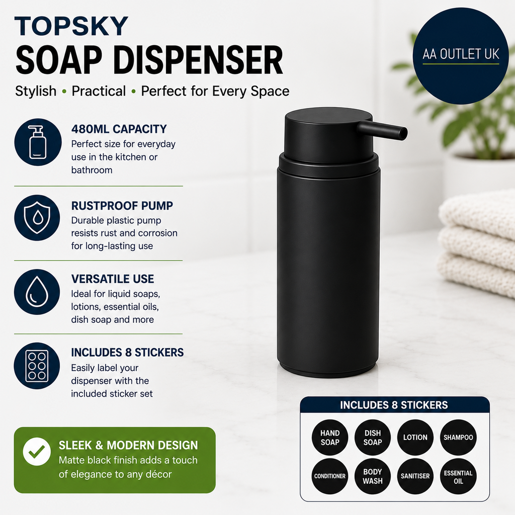 Topsky Soap Dispenser With Plastic Pump 480ml Liquid Hand Soap Dispenser