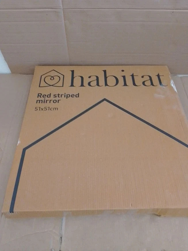 Habitat Striped Red Resin Square Wall Mirror 51x51cm Decorative Home Mirror