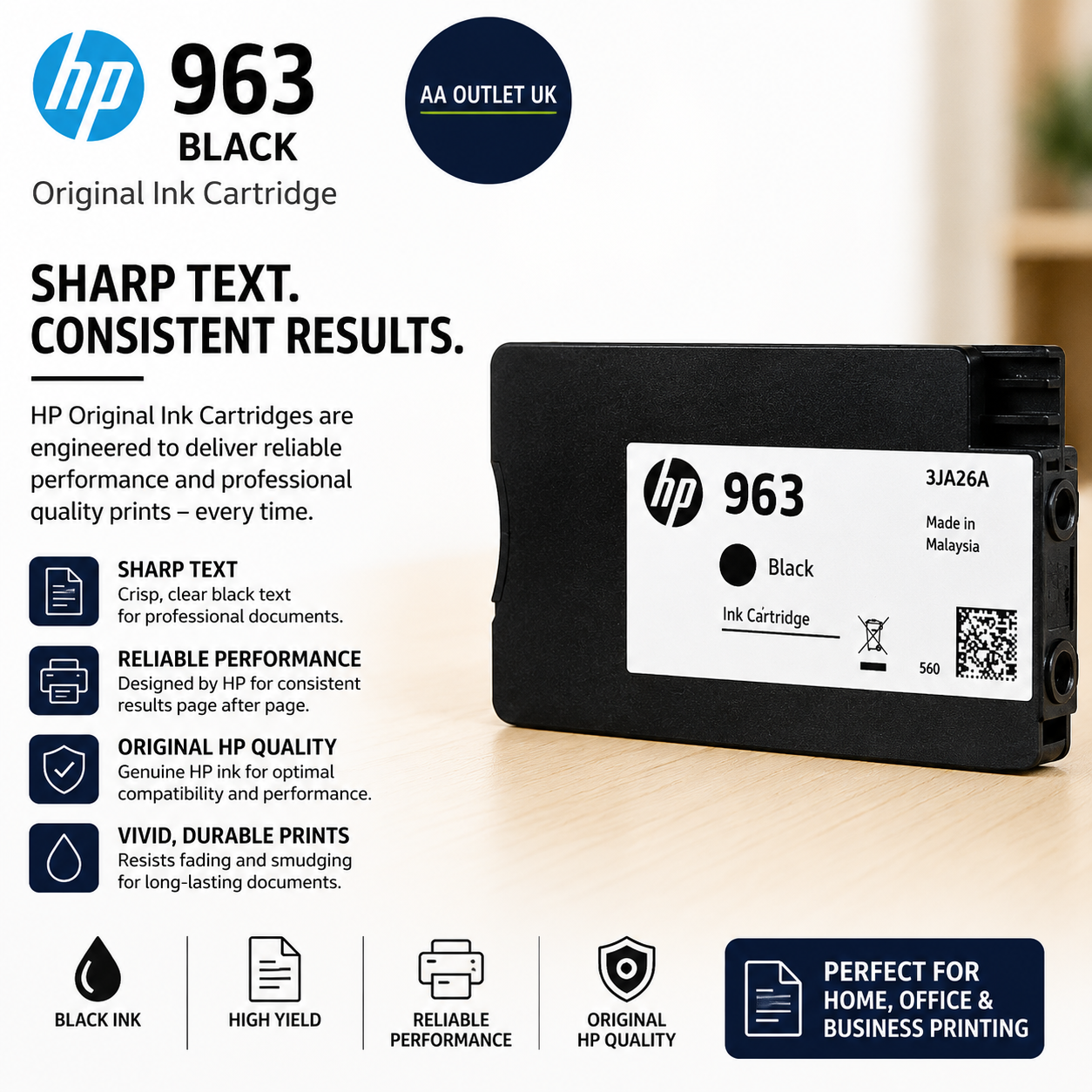 HP 3JA23A 963 Original Ink Cartridge Black 1 Pack HP OfficeJet Pro 9010 902