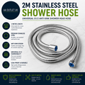 2M Stainless Steel Shower Hose Universal G1/2 Anti Kink Head Modern Design