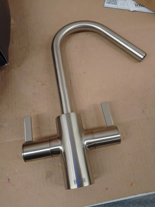 Bristan Cashew Kitchen Tap Swivel Spout Two Lever EasyFit Stainless Steel