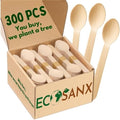 300 Pieces Wooden Spoons Set 6.5" Splinter Free Disposable Spoons Parties New