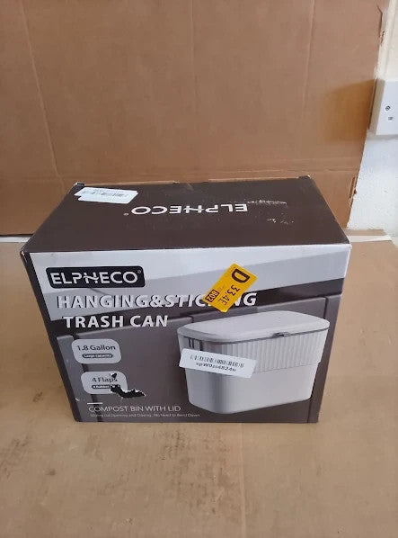 Elpheco Hanging Small Waste Bin Lid Cabinet Door Kitchen 7L 26.7x15.2x21.6cm New