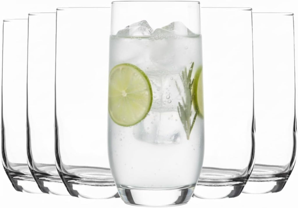 Acense 6pc Highball Glasses Tall Hi Ball Glass Water Gin Juice 315ml New