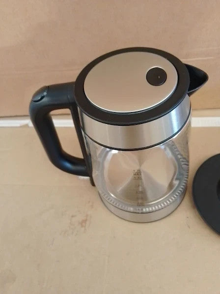 Amazon Basics Electric Glass Cordless Kettle 1.7L Black Silver 2200W