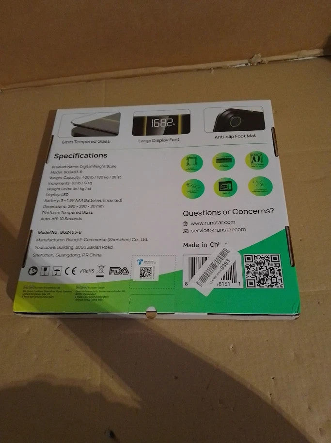 RunStar Scale Body Weight Digital Bathroom Scale High Precision Clear LED New