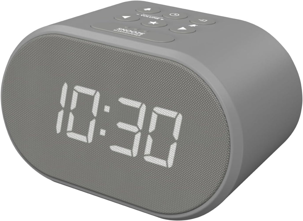 Ibox Alarm Clocks Bedside Radio Mains Powered Or Battery Led Display Grey New