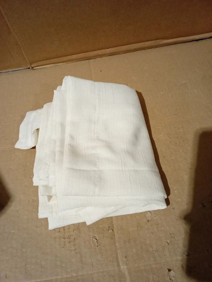 Topick Linen Curtains White 36in Drop Cafe Style Half Flax Solid Pattern New