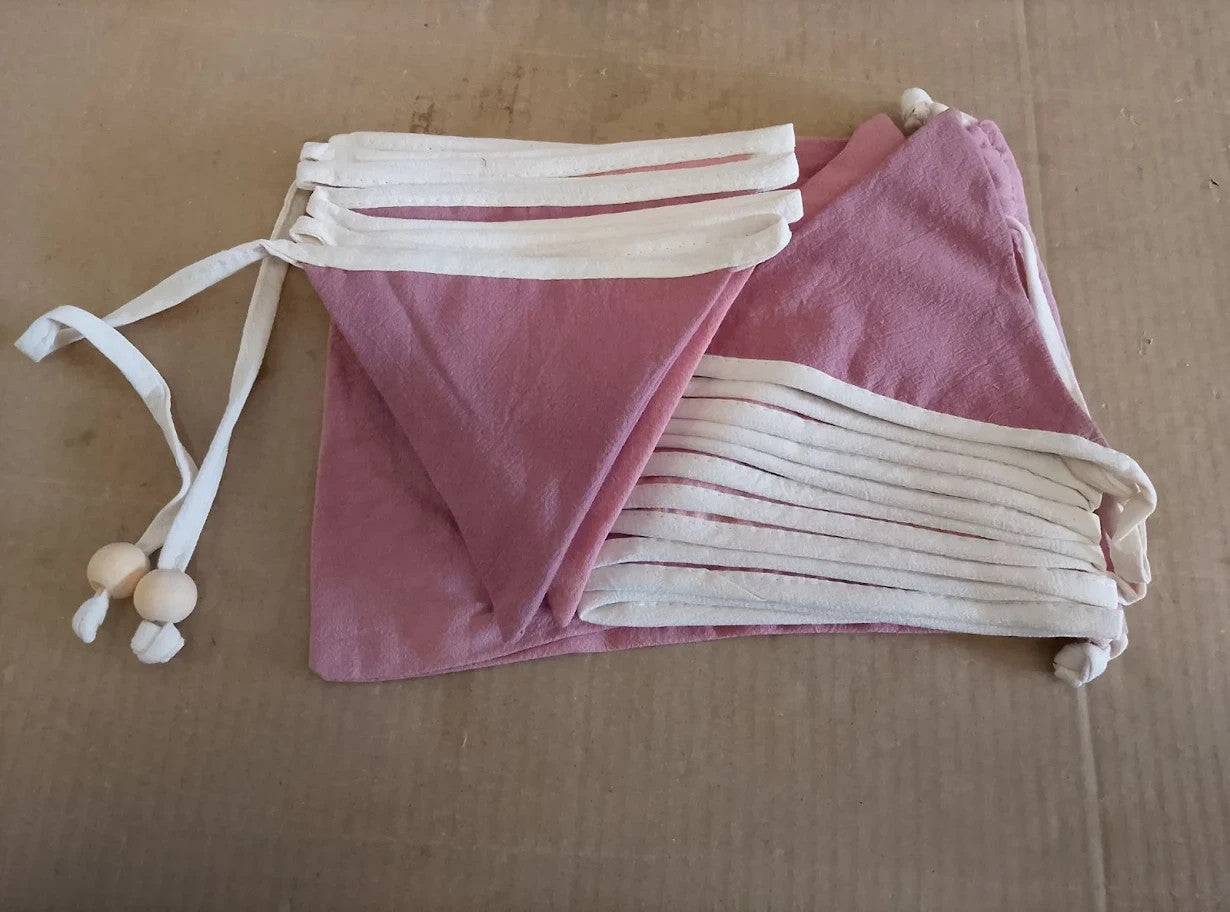 2pc Dusty Pink Bunting Banner Nursery Garland Blush Pink Double Sided Fabric New