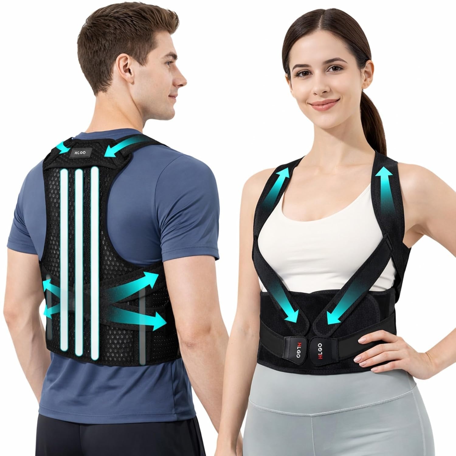 Hlgo Posture Corrector Women Men Back Brace Posture Support Spine Align New