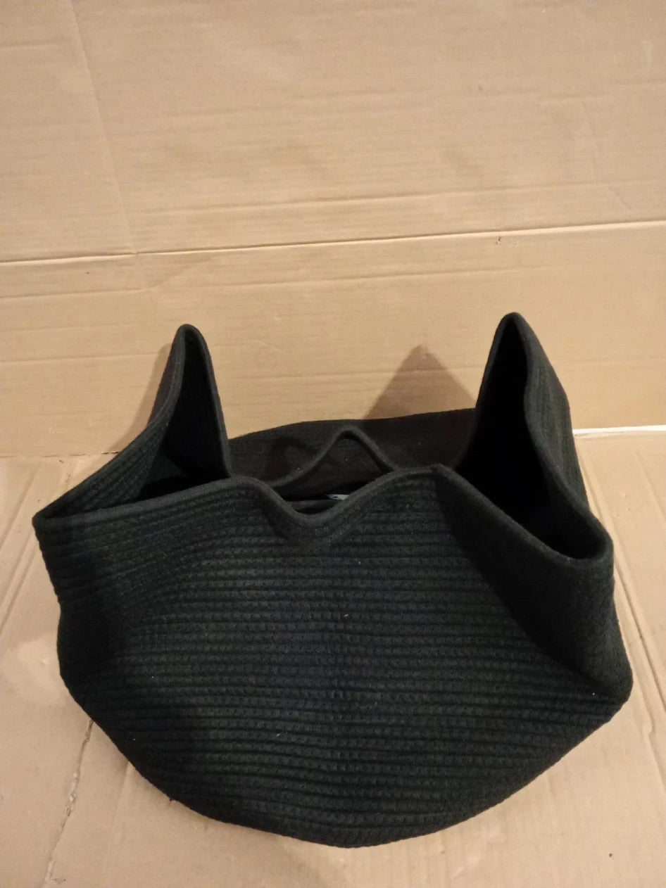 JOJOSEE Large Woven Laundry Storage Basket 55x38x30cm Black Cotton Rope