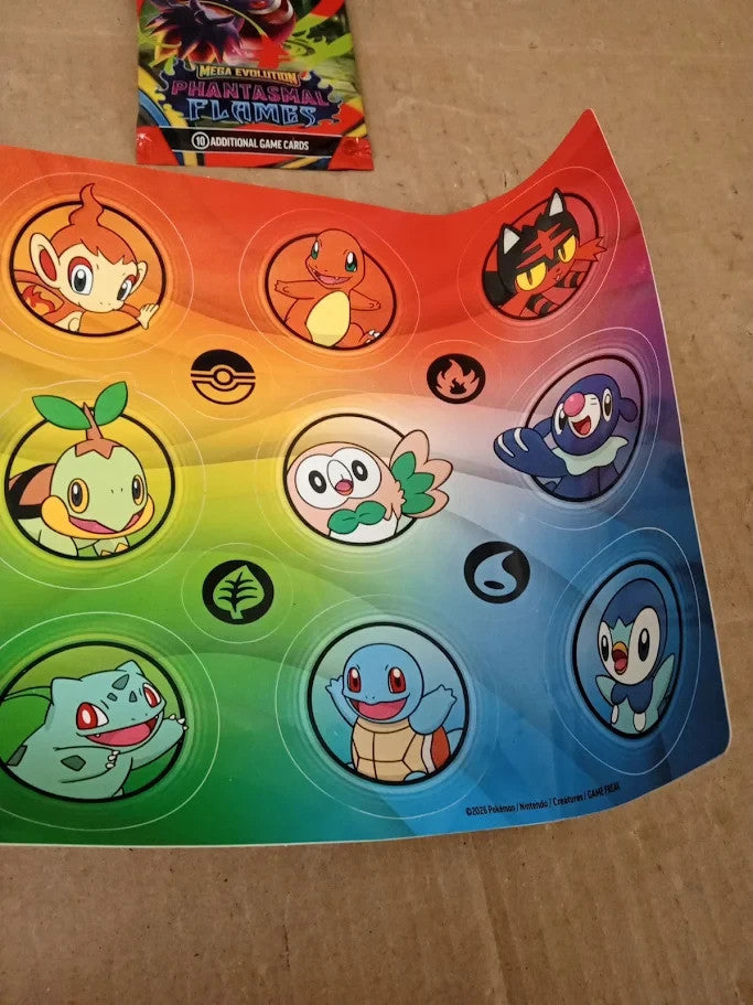 Pokemon Mega Evolution Phantasmal Flames Booster Pack Sticker Sheet Bundle