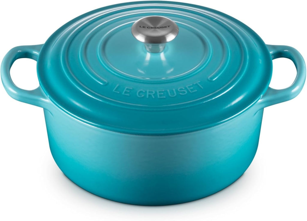 Le Creuset Signature Enamelled Cast Iron Round Casserole Lid 22cm 3.3L Teal New