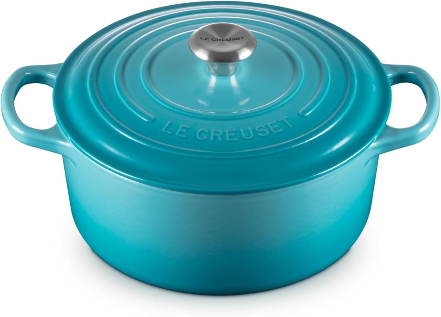 Le Creuset Signature Enamelled Cast Iron Round Casserole Lid 22cm 3.3L Teal New