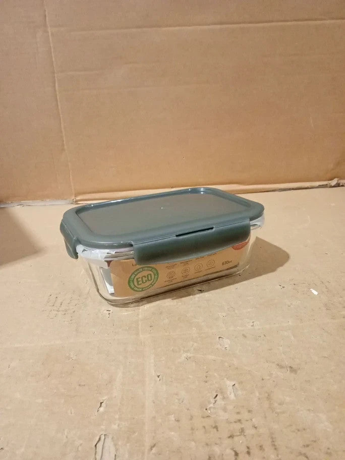 Lock & Lock Oven Glass Airtight Rectangle Container 630ml LLG-428 Grey Lid New