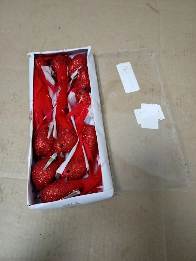 Vidillo Christmas Bird Ornaments Red Tree Decoration Clip On Simulation New
