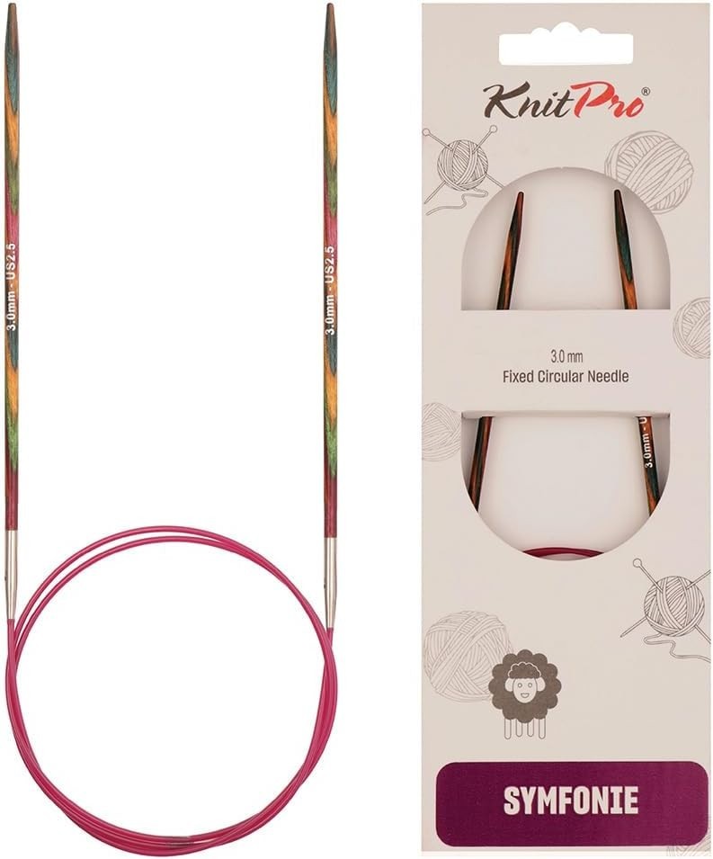 Knitpro Symfonie Fixed Circular Needles Birch Wood 24in 60cm 3.00mm New