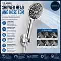 Yeaupe Shower Head Hose 1.6m 110mm Large Powerful Flow High Pressure Chrome