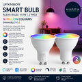UPXNBOR Smart Bulb Alexa Bulb 4.5W 16 Million Colours Dimmable RGB 2 Pack