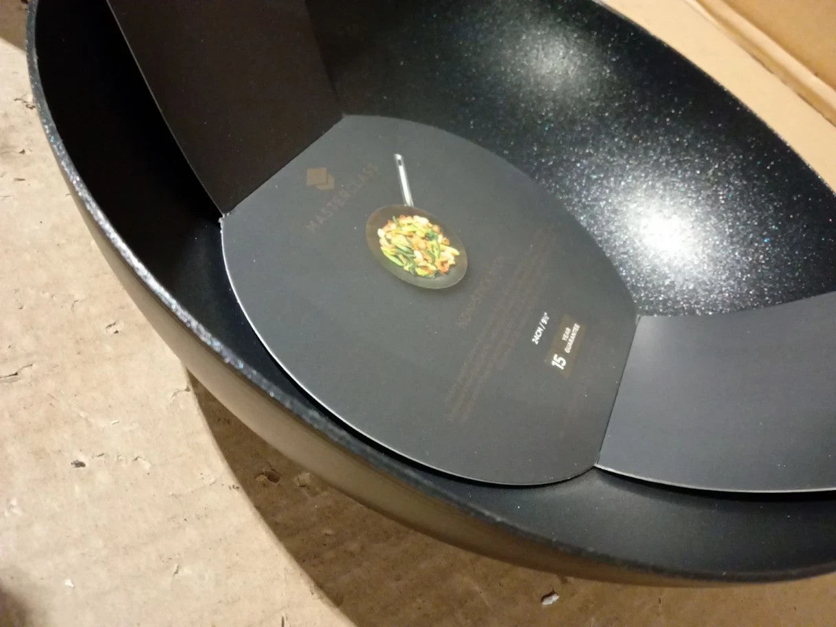 MasterClass Professional Non Stick Carbon Steel Induction Safe Wok 24cm New