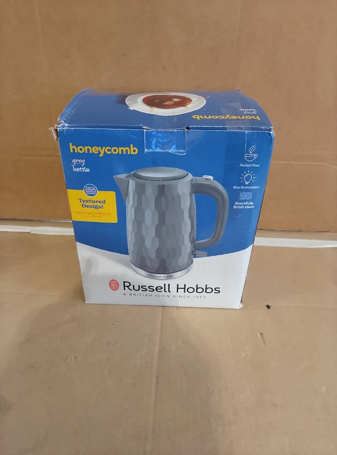 Russell Hobbs Honeycomb Electric 1.7L Cordless Kettle Fast Boil 3kw Grey New