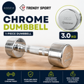Trendy Sport Chrome Dumbbell Weight 1 Piece 3kg Alloy Steel Compact Silver