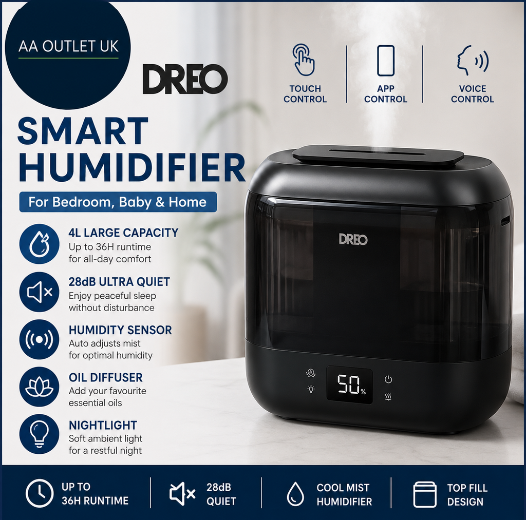 Dreo Smart Humidifier Bedroom Baby 4L Cool Mist Home 28dB Quiet