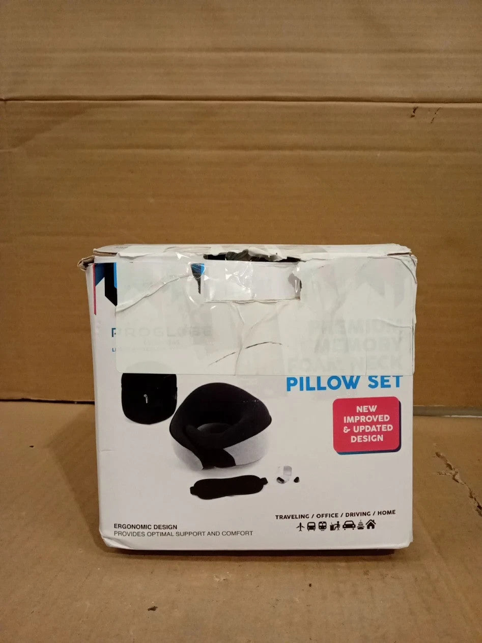 Proglobe Neck Pillow Travel Memory Foam Long Haul Flights Orthopaedic Grey