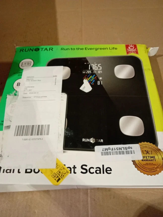 Runstar Digital Body Weight Fat Scale 400lb Bathroom BMI Heart Rate Black New