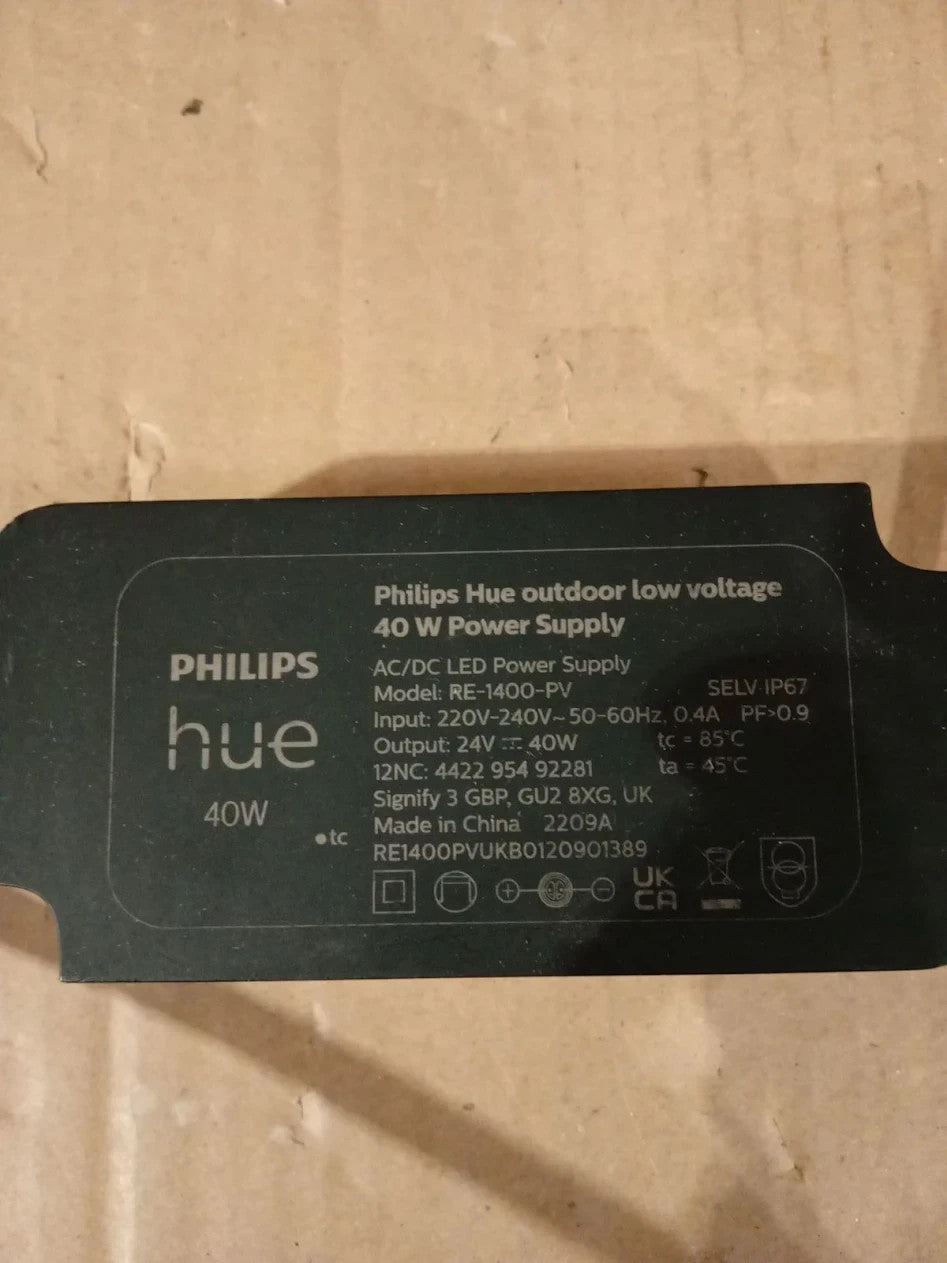 Philips Hue Low Voltage Outdoor 40W PSU Power Supply Unit Black Energy Class A