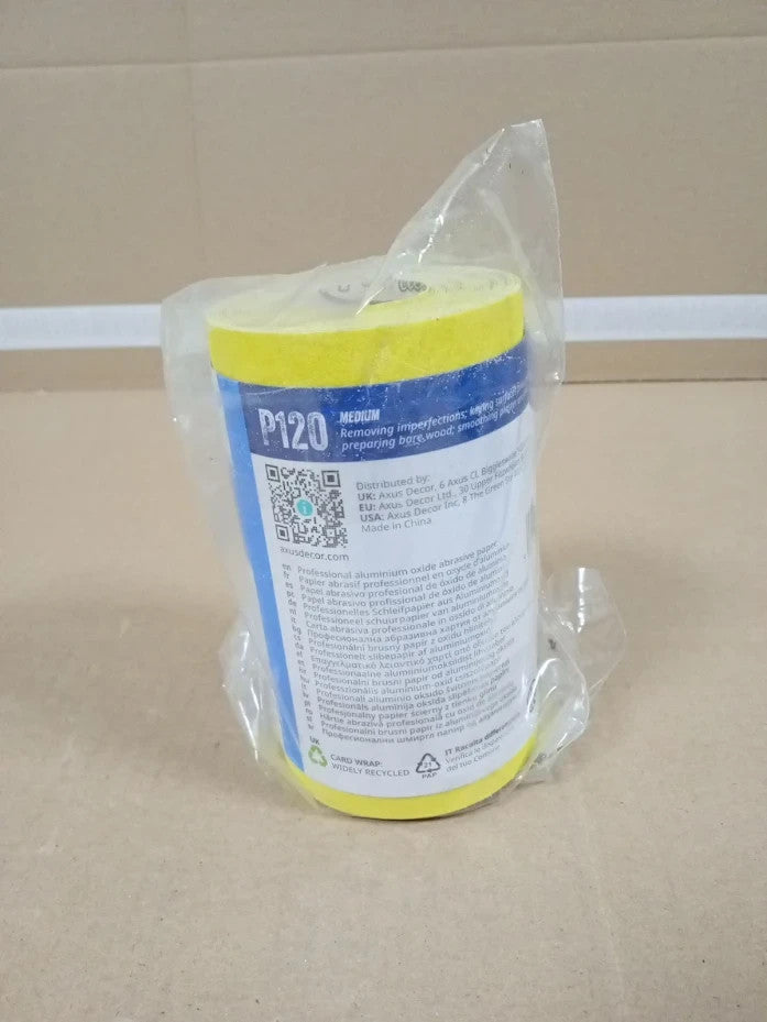 Axus Decor Alox-Pro Sandpaper Roll 120 Grit 5mx115mm Aluminium Oxide Design New
