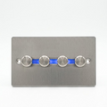 4 Gang 2 Way Dimmer Switch 10A 400W Satin Matt Chrome Flat Wall Light New