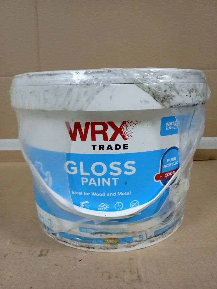 WRX Trade Gloss Paint Water Based Black 5L Liquid Fast Drying