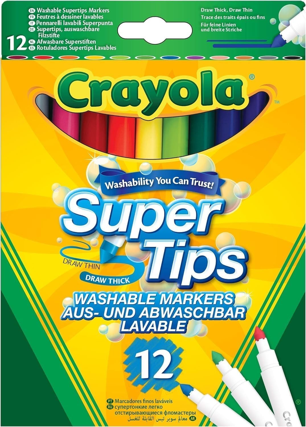 CRAYOLA Super Tips Washable Markers Assorted Colours Premium Felt Tip Pens New